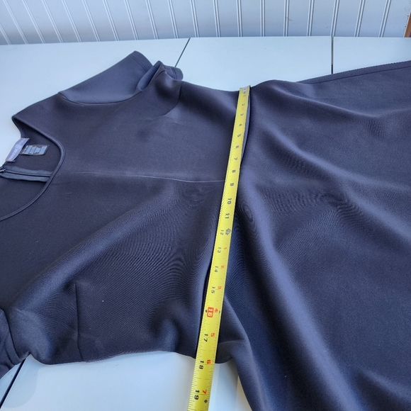 Black A-Line Midi Dress with Short Sleeves and Cut Out Details - Picture 9 of 11